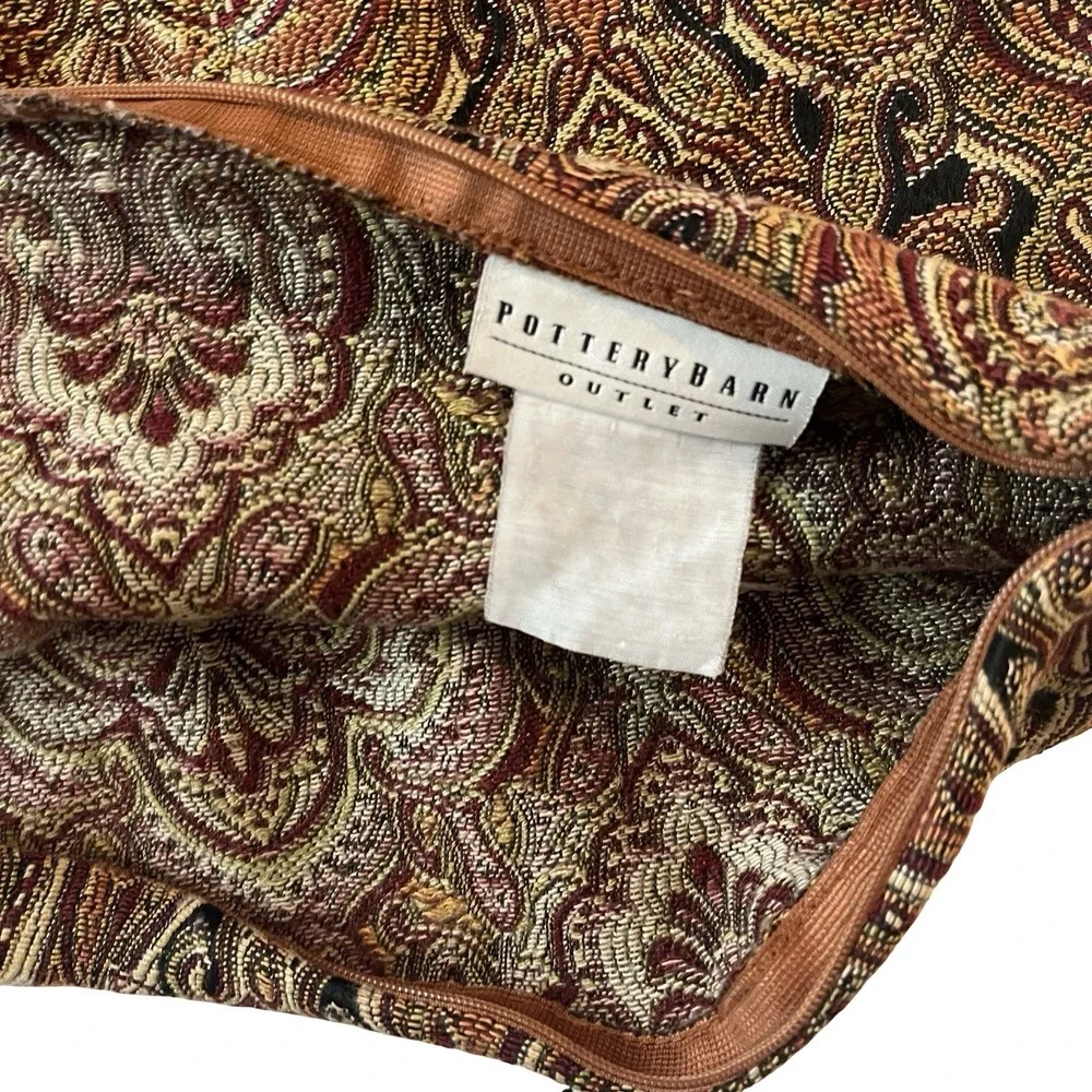 Pottery‎ Barn Outlet Square Pillowcase Orange Black Embroidered Baroque Sham